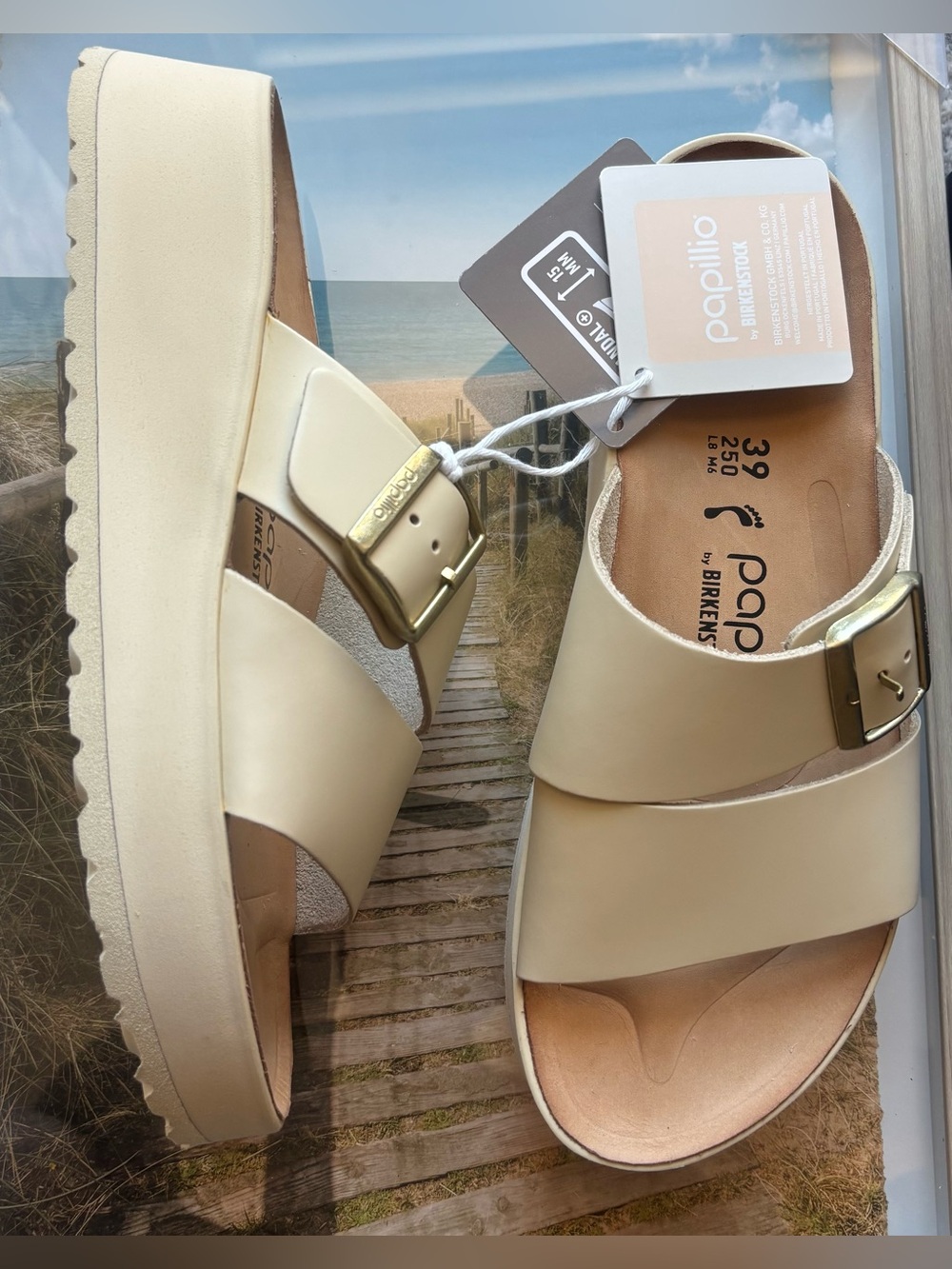 Birkenstock Papillio Almina Leather Platform Sandal Buckle Slides Sandals 37 39 - Picture 7 of 13